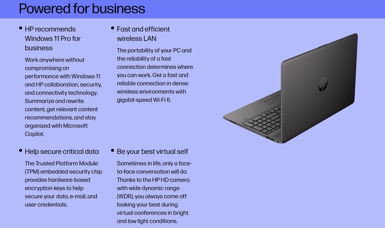 hp 250r g9 15.6'' intel core 5 office notebook, 16gb, 512gb ssd