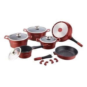 ROYALTYLINE ES1014M-RD 6pc Set Cast Aluminum Cookware