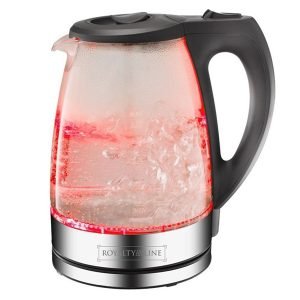 ROYALTYLINE GWK2200.1C-SV/BK Glass Jug 1.7Ltr Electric Kettle