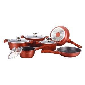 ROYALTYLINE BS1010M-RD 6pc Set Cast Aluminum Cookware