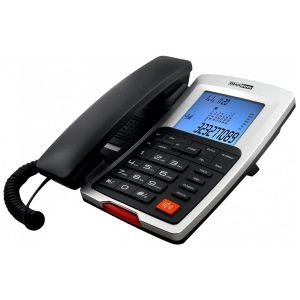 MAXCOM KXT709 Landline Phone, Black/Silver