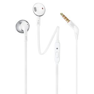 JBL T205 In-Ear Jack Earphones, White/Silver