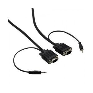 MANHATTAN 326698 VGA Video Cable 22.5m, Male to Male, Fully-shielded, Audio Jack 3.5mm included, Black