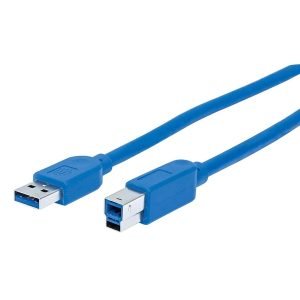 MANHATTAN 354301 USB Cable 0.5m, Male to Male, USB 3.2, Type A to Type B, Blue