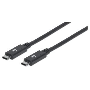 MANHATTAN 355223 USB Cable 1.0m, Male to Male, 5A, USB-C 3.2 (Gen2), 100W, 4K @ 60Hz, Black