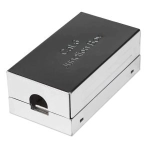 INTELLINET 512381 Cat6 Junction Box, Punch Down, Shielded, White/Black