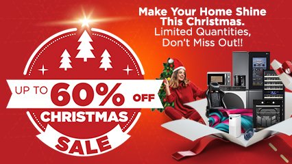 a banner with a set of products promotiong christmas sale with up to 60 percent discount