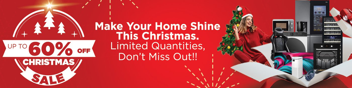 a banner with a set of products promotiong christmas sale with up to 60 percent discount
