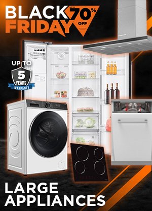 large appliances category banner with discounts of up to 60%