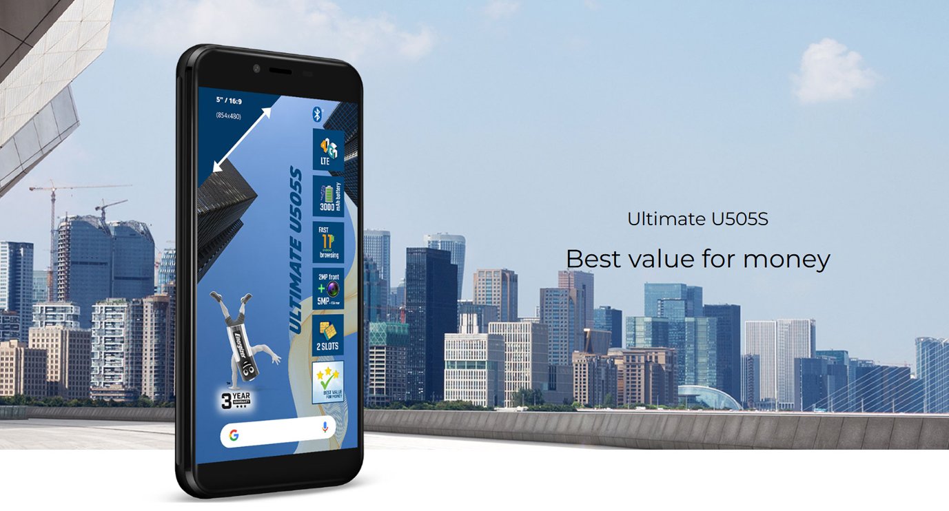 energizer ultimate u505s 16gb-storage 1gb smartphone, black