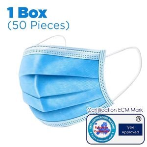3-Layer Disposable Face Mask, Nose and Mouth x1 box (50 Pieces)