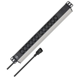 BRENNENSTUHL 1390007112 Accessory for Data Cabinet, Power Distribution Unit, for 19'' racks, (PDU) 12-Way Horizontal, 1U IEC-14, 2m cable, Black
