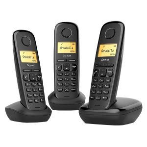 GIGASET A170 Cordless Phone, Trio Set of 3, Black