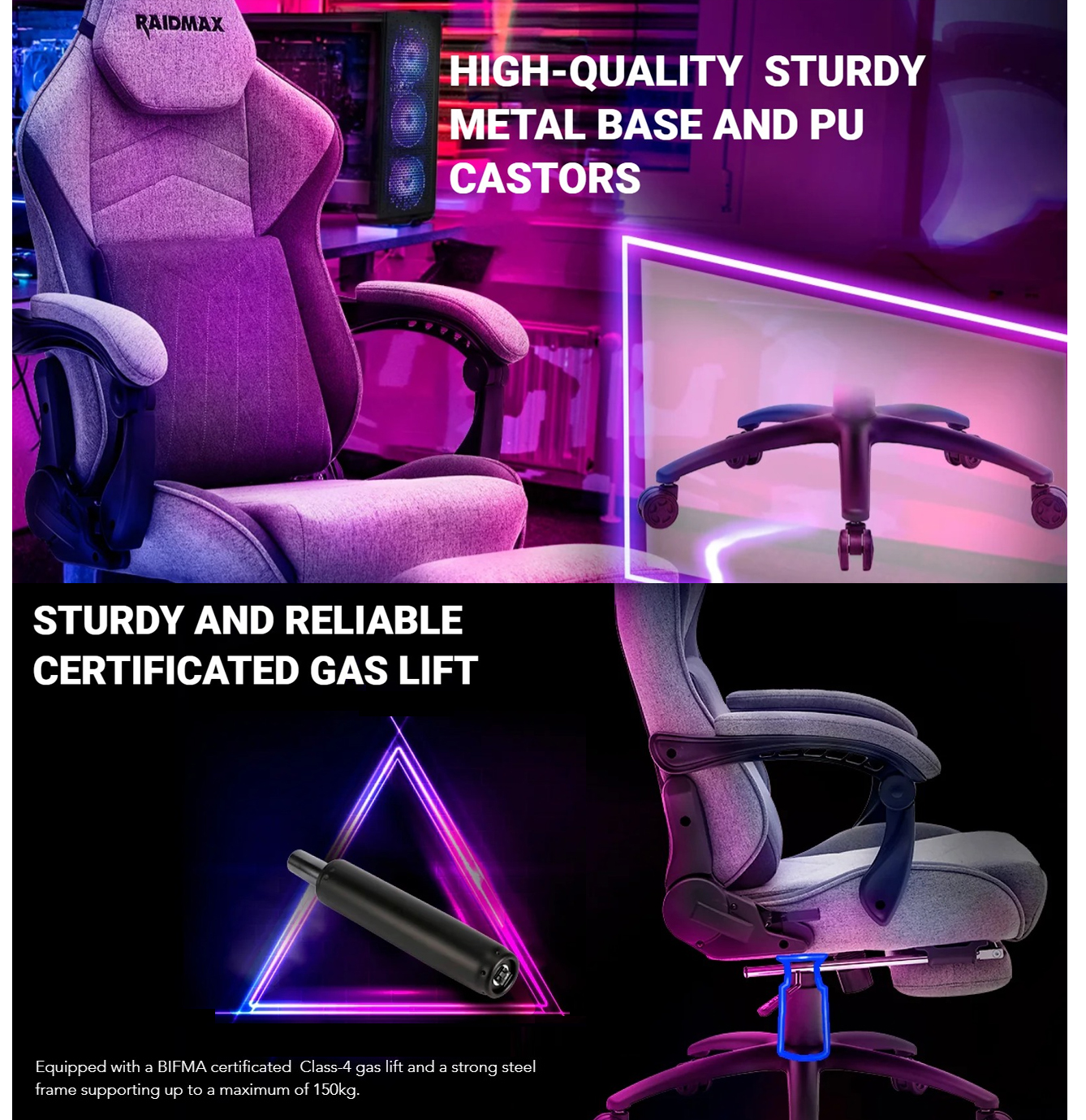 raidmax drakon dk719 gaming chair, fabric, brown