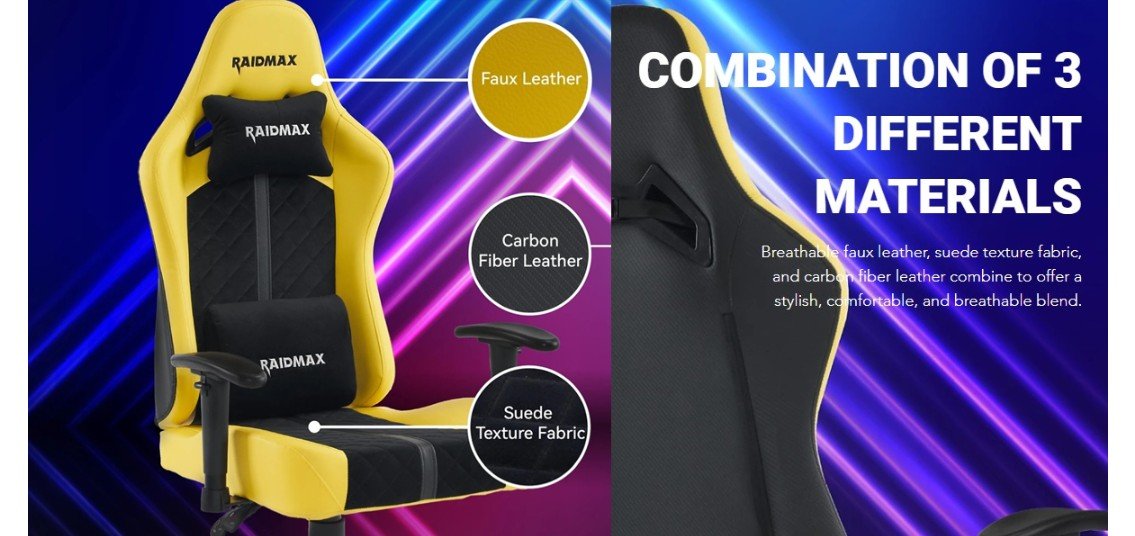 raidmax drakon dk608 gaming chair, pu leather/fabric, black