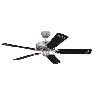 WESTINGHOUSE Cyclone 132cm Ceiling Fan, 58W, 5*Blades, 3*Speed, Steel blades, Black/Silver, 78370