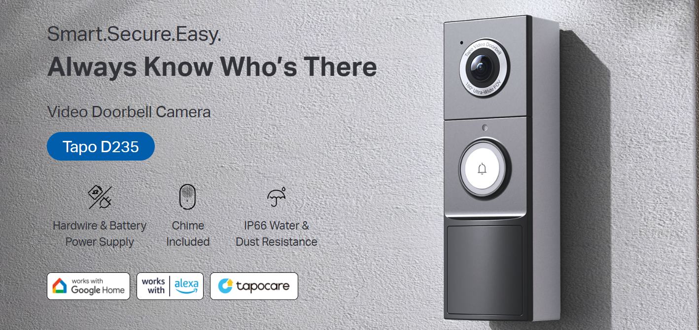 tplink tapo d235 smart video doorbell camera kit