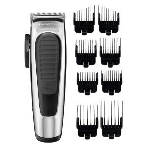 REMINGTON HC450 Stylist Classic Edition Hair Clipper, 8 Guides included, Silver/Black