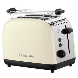RUSSELLHOBBS 26551-56 Colours Plus 2*Slice Toaster, 1600W, Reheat, Defrost, 6*Browning Settings, Bun Warmer, Cream