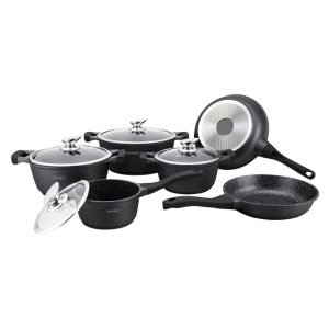 ROYALTYLINE BS1010M-BK 6pc Set Cookware Cast Aluminum
