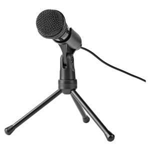 NEDIS MICTJ100BK Microphone, Jack, Noise Cancellation, 1.8M Cable, Adjustable Microphone Stand, Black