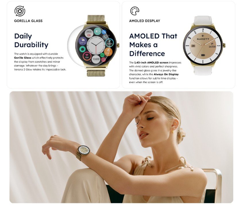 GARETTELECTRONICS Verona 2-Mesh Smartwatch, Gold 13 garettelectronics verona 2-mesh smartwatch