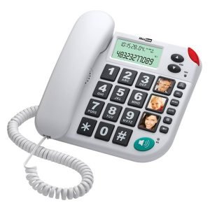 MAXCOM KXT480 Landline Phone, Corded Deskphone, Big-button, White