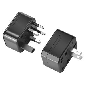 KAKUSIGA Universal World-wide Power Adapter, Male, 3-in-1, Black
