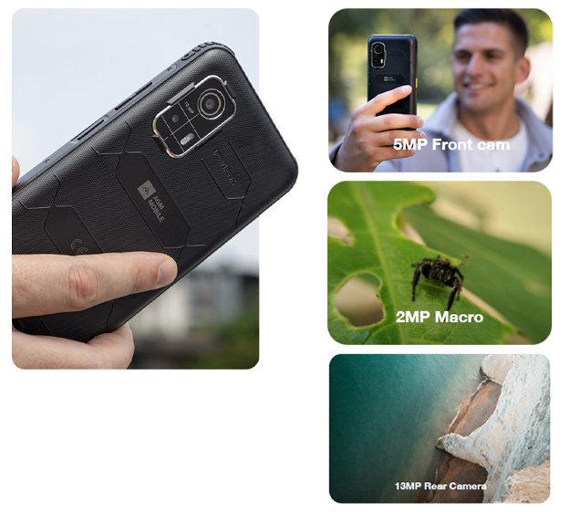 agmmobile h max rugged 128gb-storage 4gb smartphone, black