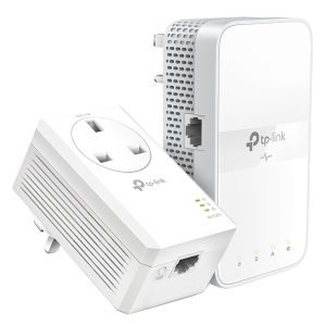 TPLINK TL-WPA7617PKIT Ethernet Powerline Extender, AV1000, with Passthrough, Homeplug Kit 2 Pack, White