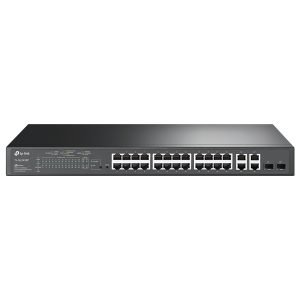 TPLINK SL2428P JetStream 24-Port Network Switch, Smart PoE+, 10/100Mbps + 4-Port Gigabit, Black