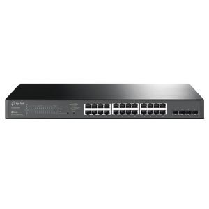TPLINK TL-SG2428P JetStream Omada 28-Port Gigabit Network Switch, 4*FSP, 10/100/1000Mbps, (24*PoE+), Rackmount, Metal, Black