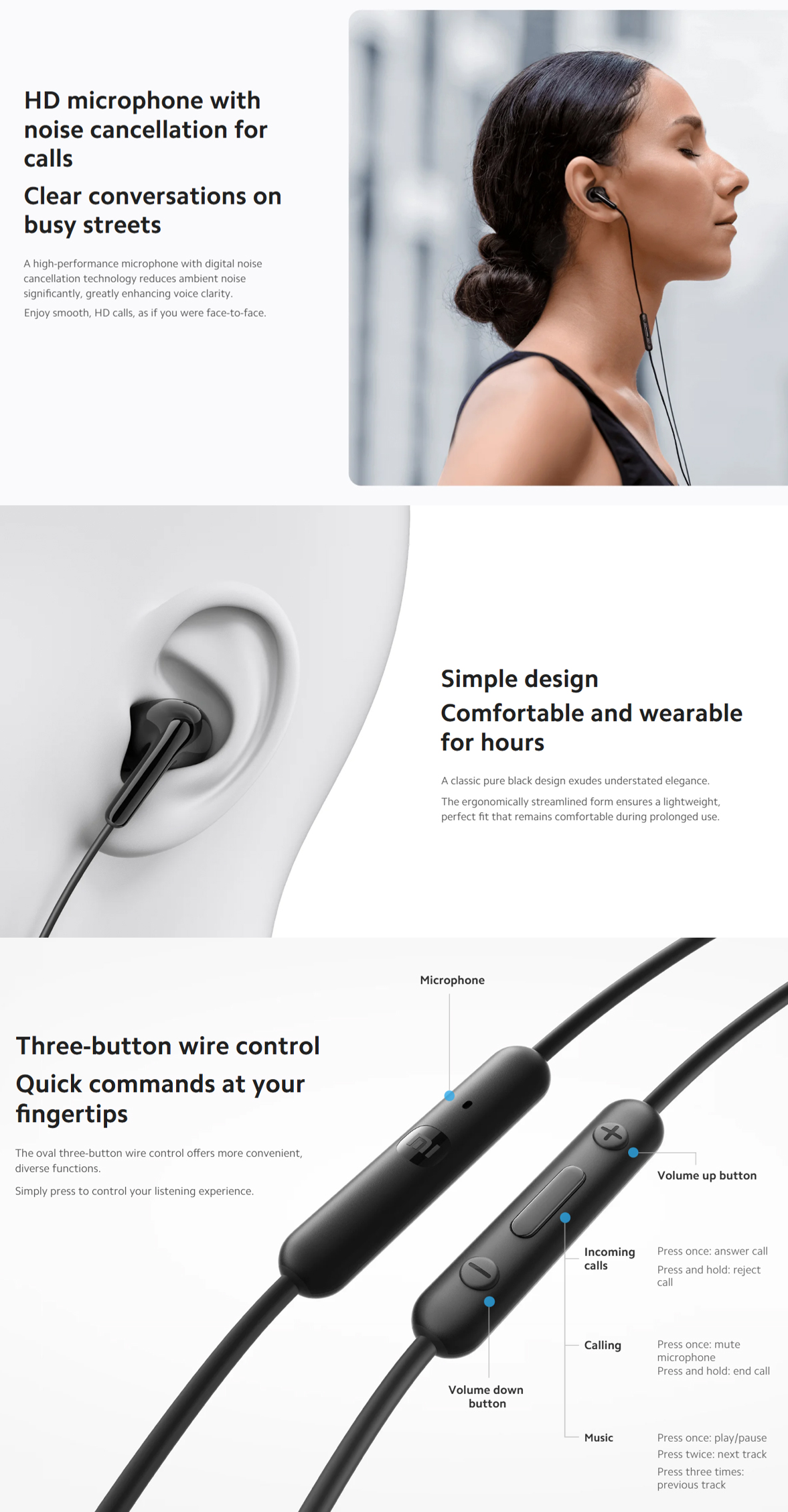 xiaomi mi basic in-ear usb earphones, white