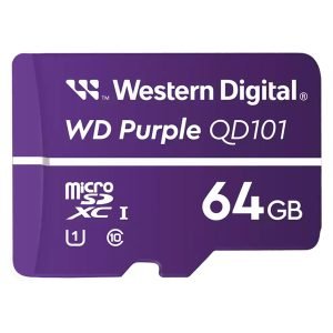Western Digital Purple 64GB MicroSDXC 4K Class 10 A1 U1 180MB/s Read 50 MB/s Write (WDD064G1P0C)