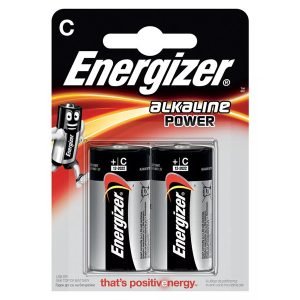 ENERGIZER C Alkaline Battery, 2 Pack