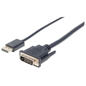 MANHATTAN 152136 Display Port Video Cable, Male to Male, 3.0m, DP to DVI-D, Black