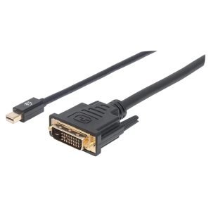 MANHATTAN 152150 Mini Display Port Video Adapter, Male to Male, 1.8m, Mini DP to DVI-D, Black