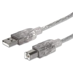 MANHATTAN 345408 USB Cable 5.0m, Male to Male, USB 2.0, Type A to Type B, Grey
