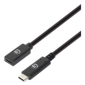 MANHATTAN 355230 USB Cable 0.50m, Male to Female, 5A, USB-C 3.2, Black