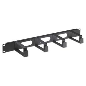 INTELLINET 711074 Accessory for Data Cabinet, Cable Management Panel, for 19" racks, 1U, 4 long plastic rings, Black