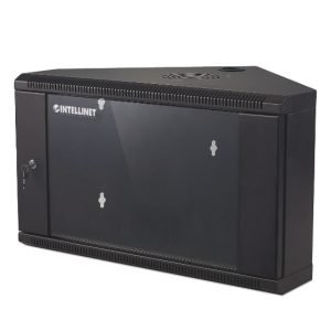 INTELLINET 714631 9U Wallmount Data Cabinet, 19'', Corner, Assembled, Black, H43.0xW60.0xD43.0 cm