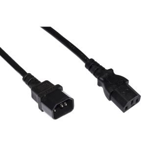 GBC 14218002 IEC Power Extension Cable, Male to Female, 1.8m, IEC C14 to C13, Black