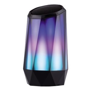 ISNATCH Crystal Bluetooth Portable Speaker, 5W, LED Lighting, 3.5mm Jack with Light-Effects, Built-in Microphone, Black