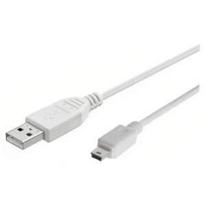 GBC 59661423 USB Cable, Male to Male, 1.0m, USB 2.0 A to Mini-5pin, White