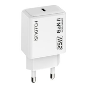ISNATCH 59180508 Wall Charger, 25W, Fast Charging, 1* USB-C, EU-Plug, White