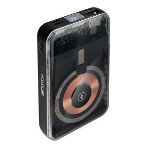 ISNATCH MW10 10000mAh Powerbank, 3*Ports, Integrated Cables, with Display, Wireless Charging, Black
