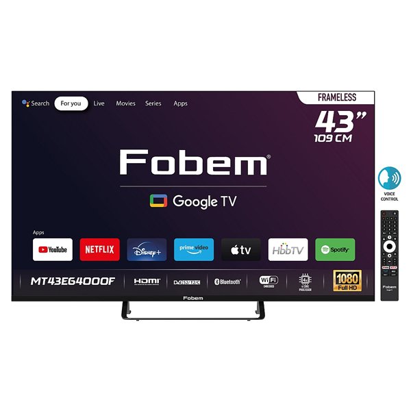 FOBEM MT43EG4000F 43'' Full HD Google TV LED TV 1 fobem mt43eg4000f 43'' full hd android led tv
