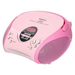 LENCO SCD-24-PK Digital Radio, Portable, FM/CD, Pink, H13.0xW21.5xD24.0 cm
