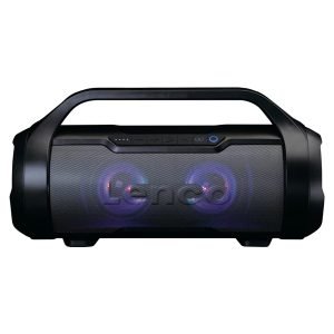 LENCO SPR-070BK Portable Speaker, Bluetooth, 24W, LED Lighting, Splashproof, SD Card, Black, H18.0xW35.5xD13.5 cm