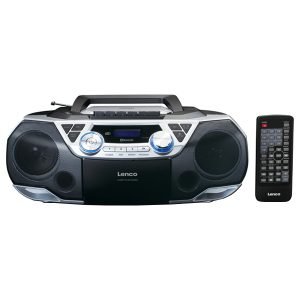 LENCO SCD-720SI BoomBox, Portable, DAB+, Bluetooth, FM Radio/CD/Cassette/USB, Black/Silver, H14.5xW38.5xD23.5 cm